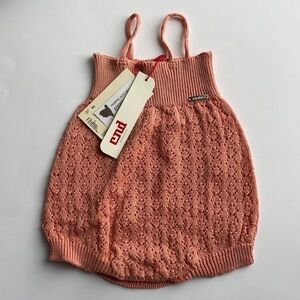 Crocheted Terracotta Sweater Romper Infant Size 6 Months